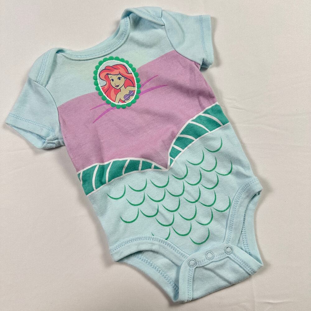 Disney Baby Princess Ariel The Little Mermaid Bodysuit Onesie Sz 0-3 mo